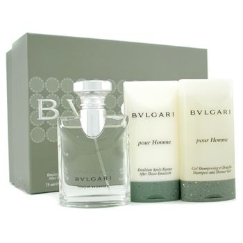  fragrances & cosmetics  - BVLGARI POUR HOMME COFFRET: EAU DE TOILETTE SPRAY 50ML+ AFTER SHAVE EMULSION 75ML+ SHAMPOO & SHOWER GEL 75ML