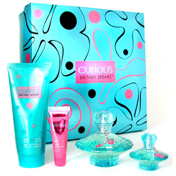 fragrances & cosmetics  - BRITNEY SPEARS CURIOUS COFFRET: EDP SPRAY 50ML+ DELUXE MINIATURE 10ML+ B/SOUFFLE 100ML+ KISS PINK LIPGLOSS