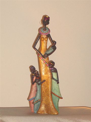 elegant decor - AFRICAN FIGURINE - MOTHER & CHILDREN 